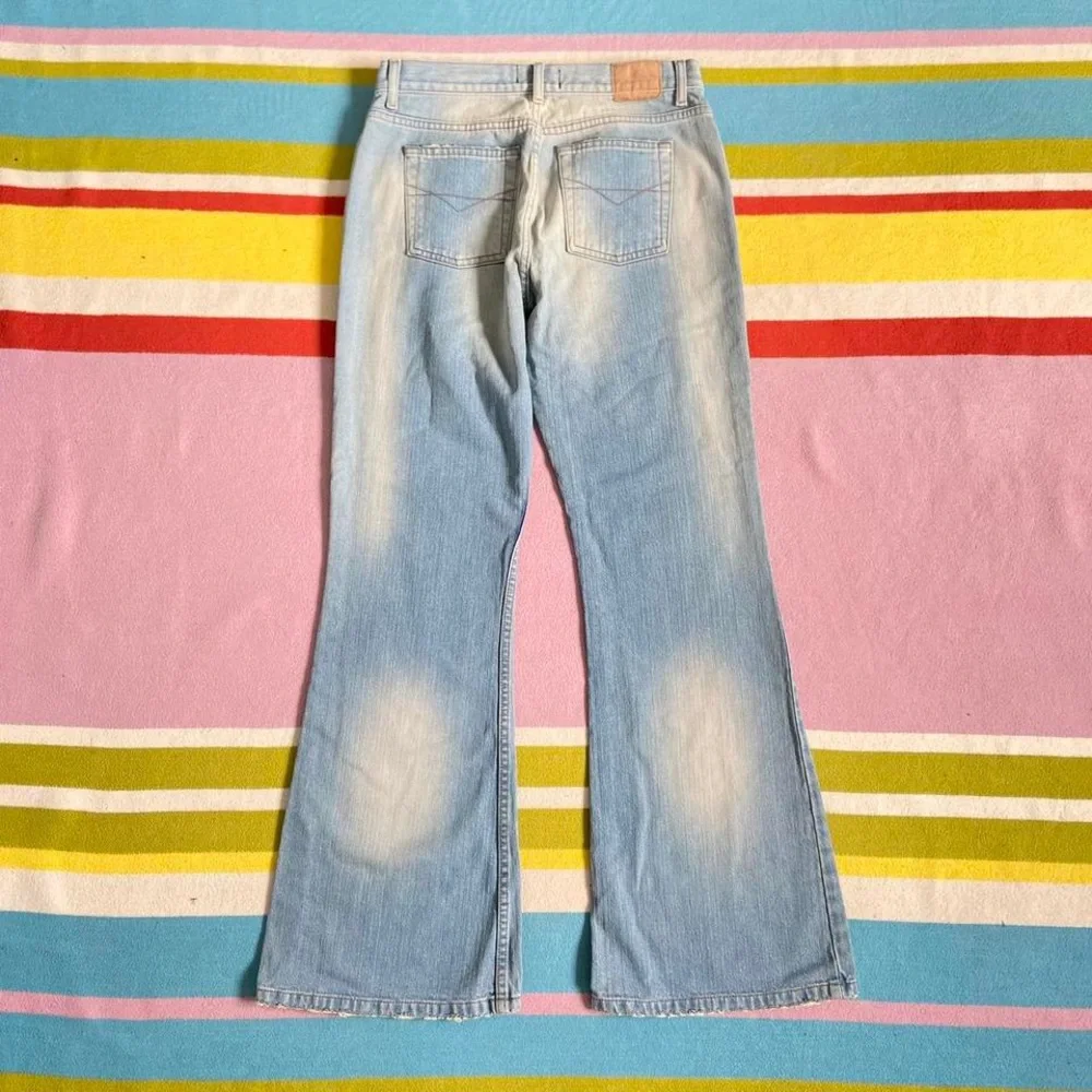 Y2K Early 2000s Vintage River Island Boyfriend Bootcut Blue Jeans 12 Acid Wash. - Picture 4 of 7